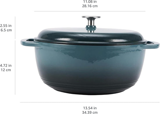 Amazon Basics Cast Iron Dutch Oven Pot with Lid, Enameled, Round, Dual Handles, Heavy-Duty, Medium, 6-Quart, Gray - Nestoria