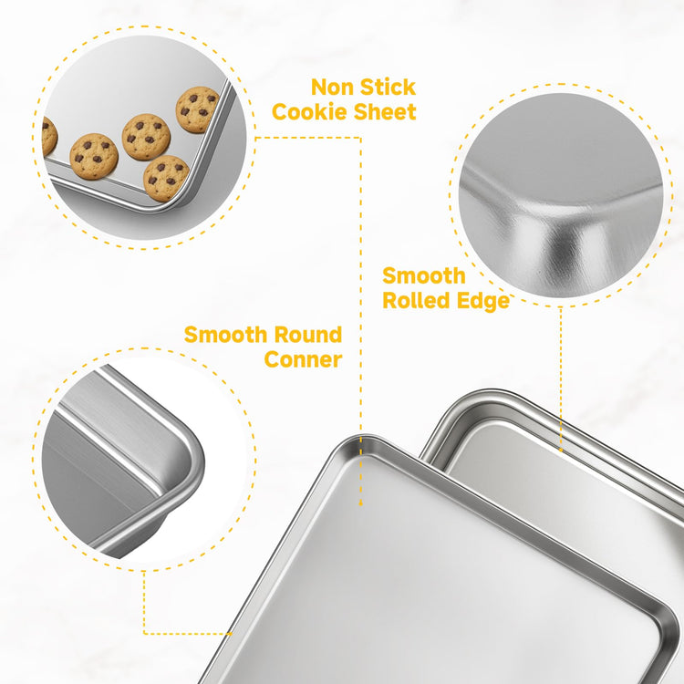 3 Pack Heavy Duty Stainless Steel Baking Sheet Set (3 Count)