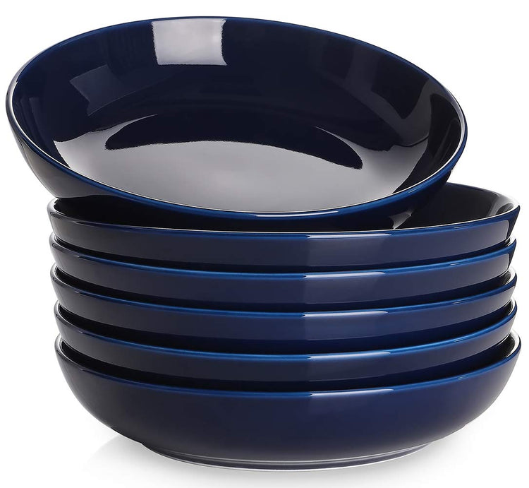 Pasta Bowls 30oz Soup Bowls Salad Bowls Large Serving Bowl Porcelain Pasta Plates Wide and Shallow Bowls Set of 6 Microwave Dishwasher Safe (6 Count)
