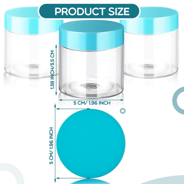6 Pack 2 oz Plastic Jars Containers with Lids Wide (6 Count)