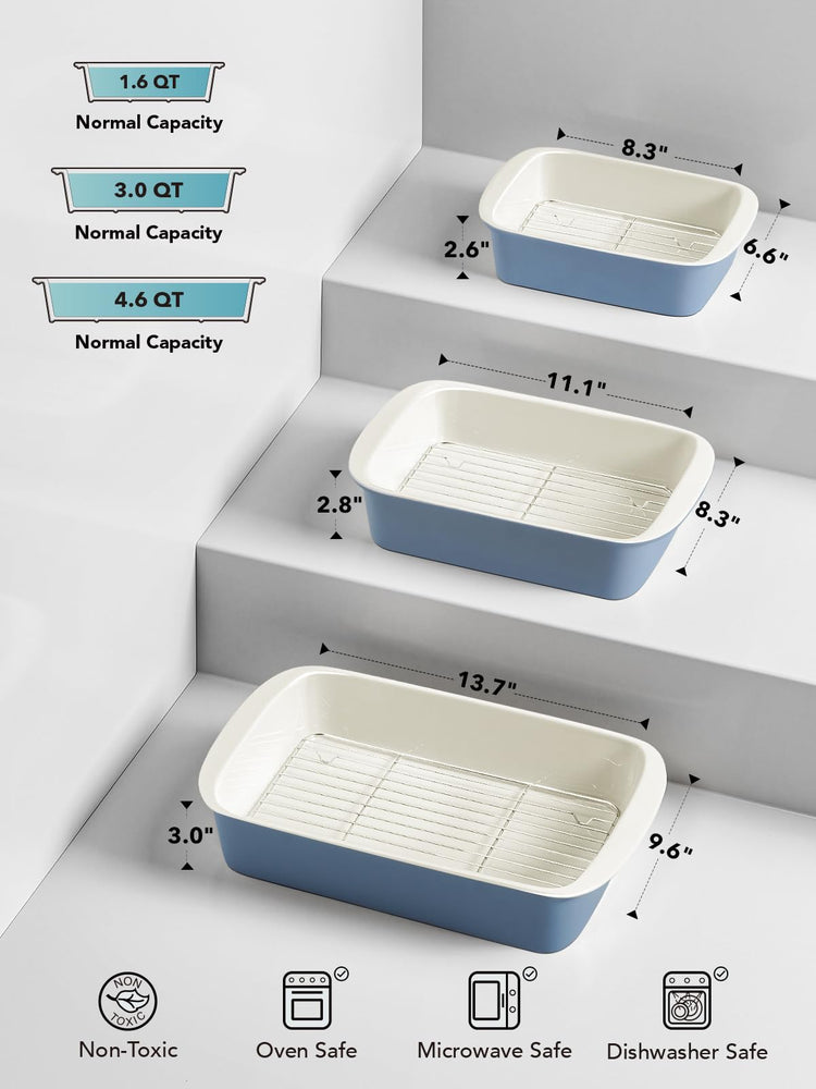 Ceramic Casserole Dishes for Oven with 304 Racks (3 Count)