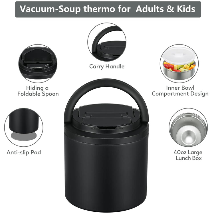 Soup Thermo for Hot Food Adults 40oz Lunch Containers Wide (40.5768 Fl Oz)