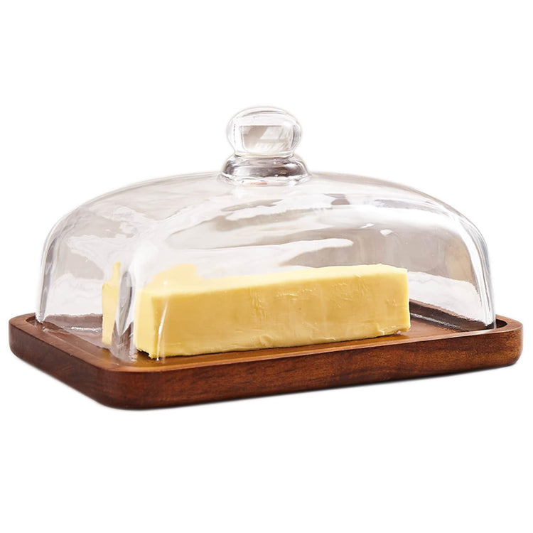 Glass butter dish with lid