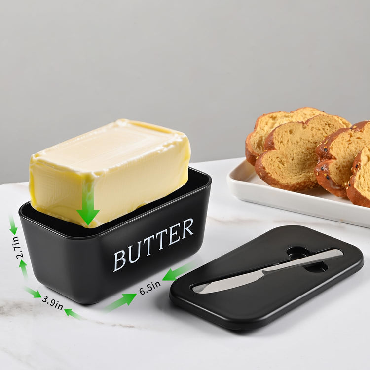 Large Plastic Butter Dish With Lid And Knife