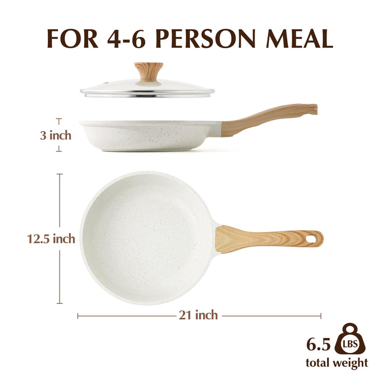 12.5Inch Nonstick Ceramic Frying Pan with Lid