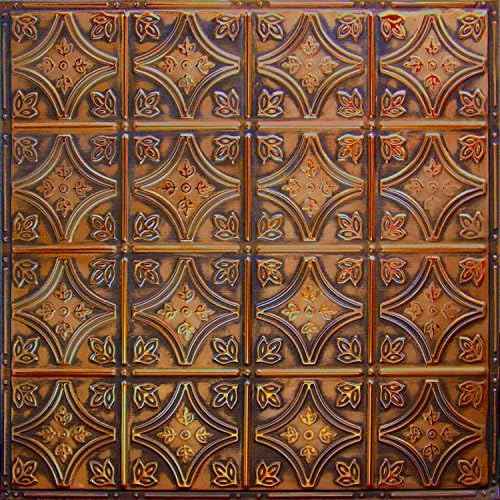 American Tin Ceilings Tin Backsplash [5-Pack with Trim Kit] in Pattern #3 and Brushed Bronze Color 24" x 24" (20 Sq Ft) for Kitchens | Genuine Tin | Made in The USA | Model: kit5-b-p03-cbb