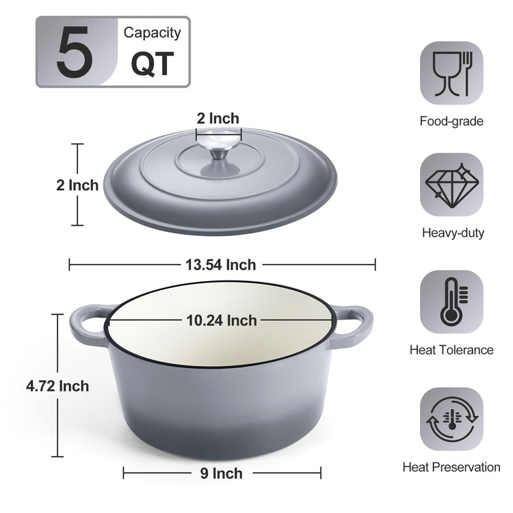 5QT Enameled Dutch Oven