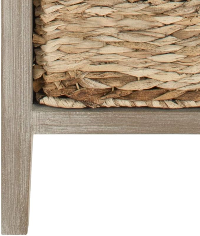 SAFAVIEH Home Collection – Michaela White Washed Storage Unit with Woven Basket Drawers, British Colonial Farmhouse Accent Storage, Fully Assembled (AMH5744E)