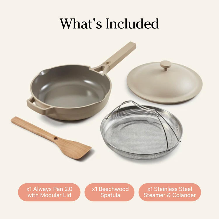 Our Place Always Pan 2.0-10.5” (2.6 Qt) Nonstick, Toxin-Free Ceramic Cookware | Patented 10-in-1 Aluminum Frying & Sauté Pan | Safe for Oven, Induction & All Cooktops up to 450°F | Steam - Nestoria