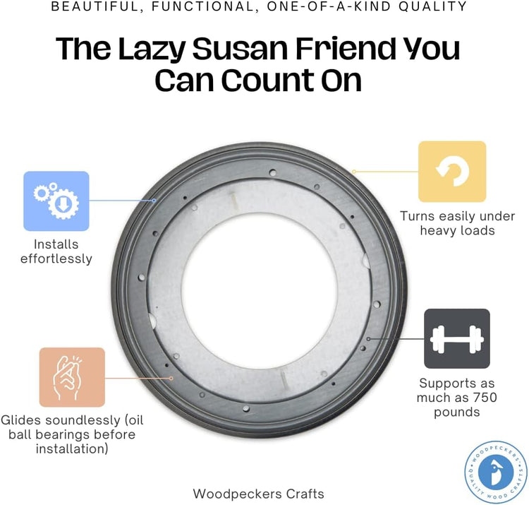 Lazy Susan Hardware, 9 inch, 750 lbs. Load Capacity, Pack of 2 Steel Lazy Susan Turntable Ball Bearing, by Woodpeckers