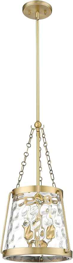 ML Lighting | Adabella Collection | 20403-VB | 3 Light Pendant in Vintage Brass Finish with Clear Hammered Glass Shade | Perfect for Kitchens, Dining Rooms, Living Rooms, Entryways, Hallways
