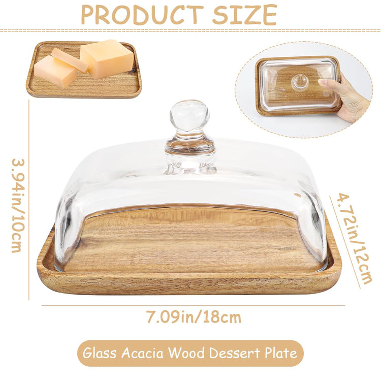Glass Butter Dish with Lid Clear Glass Butter Keeper Container for Butter