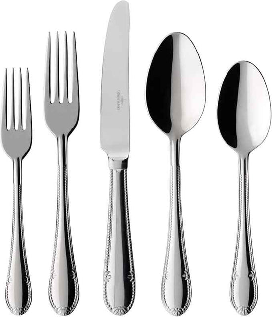 Villeroy & Boch – Mademoiselle Cutlery Set 30 Pieces for 6 People, Dishwasher Safe, Rustproof, Knife, Fork, Spoon, Luxury Cutlery Set, Dinner, 18/10 Stainless Steel