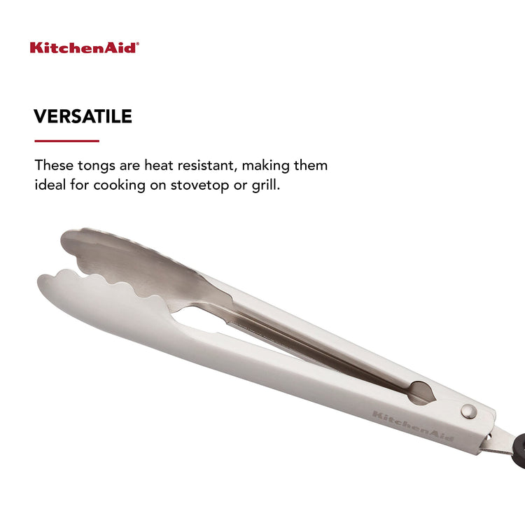 Gourmet Stainless Steel Serving Tongs with Hang Hook and Secure Closing Lock