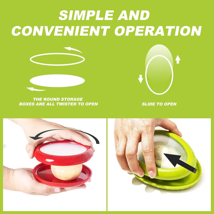 Set of 4 Fresh Food Containers, Fresh Pod, Reusable Silicone Storage Pods for Avocado, Onions, Tomatoes, Garlic – Anti-Oxidation for Fridge, Send Goods from Local Warehouse