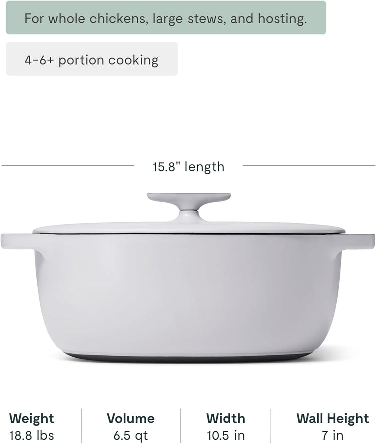Caraway Enameled Cast Iron Dutch Oven - 8qt Dutch Oven With Lid - 3 Layer Enamel Coating - No Seasoning Required - Compatible With All Stovetops - Oven Safe - No Forever Chemicals - Gray - Nestoria