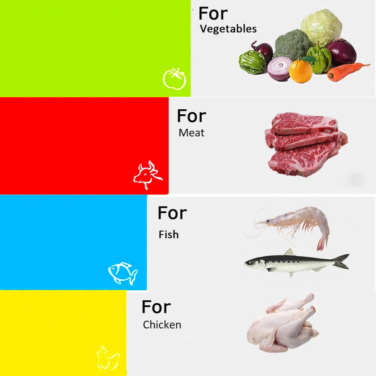 Flexible Cutting Boards Set, Cutting Board Mats for Cooking, Colored Cutting Board Set with Easy-Grip Handles, Flexible Plastic Cutting Sheet Set of 4 (1)