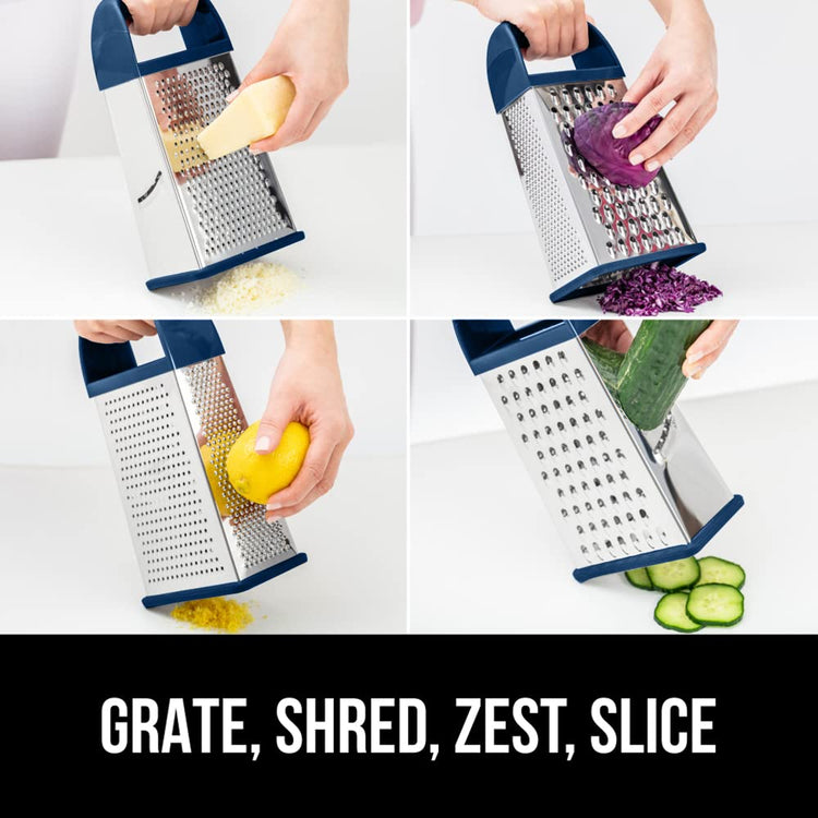 XL 4 Sided Stainless Steel Cheese Grater With Measurement Container