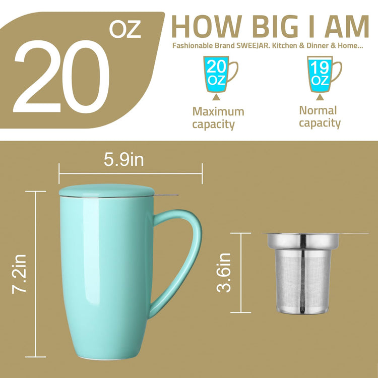 Sweejar Porcelain Tea Infuser Mug with Lid