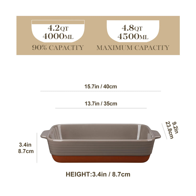 Large 9x13 Ceramic Baking Dish with Handles