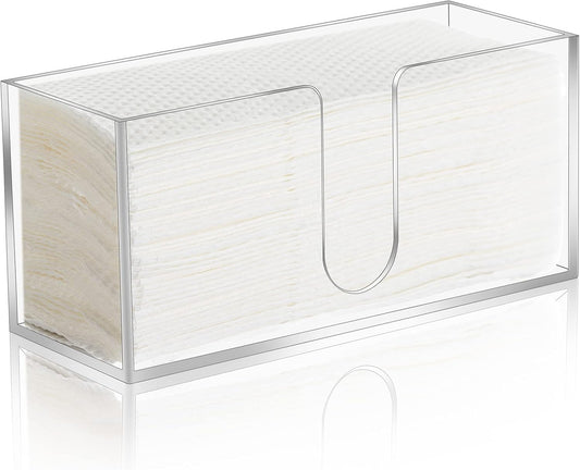Acrylic Countertop Paper Towel Dispenser, Clear Trifold Napkin Holder, Suitable for Z-fold, C-fold or MultiFold Trifold Paper Towels for Bathroom and Kitchen