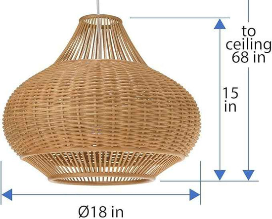 KOUBOO 1050029 Wicker Pear Pendant Lamp, 18" x 18" x 15", Natural