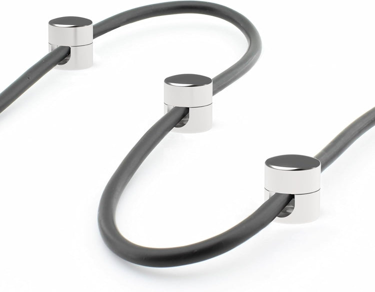 Cable Anchors for Desk Organization | Premium Aluminum Cord Organizers | Charger + Cable Management Clips for Home & Office | Stylish, Sturdy, & Functional | (3 Pack) (Silver)