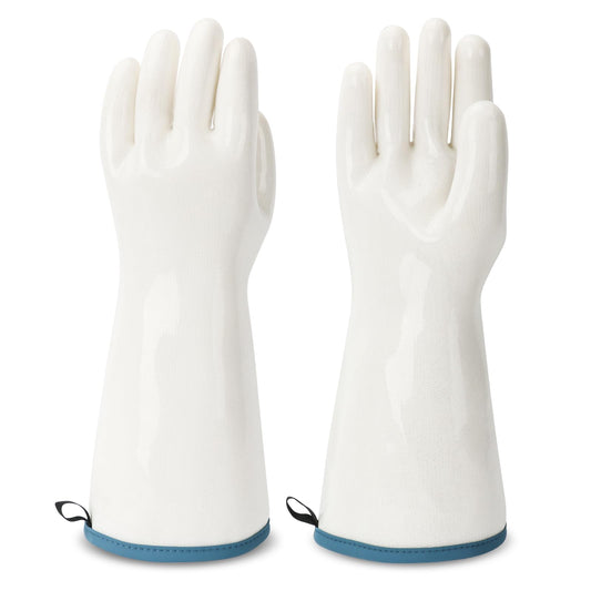 Silicone Gloves Heat Resistant Oven Mitt Barbecue Glove PPE Reusable Dishwashing Cleaning Glove Waterproof Cotton Lined Mitts Kitchen Gloves for Cooking Grilling Baking XL