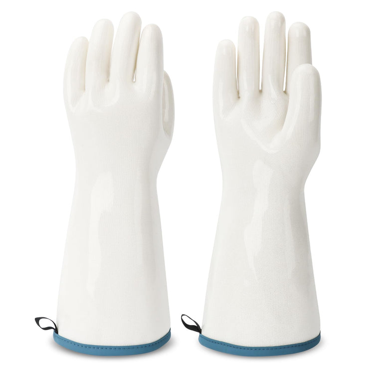 Silicone Gloves Heat Resistant Oven Mitt Barbecue Glove PPE Reusable Dishwashing Cleaning Glove Waterproof Cotton Lined Mitts Kitchen Gloves for Cooking Grilling Baking XL