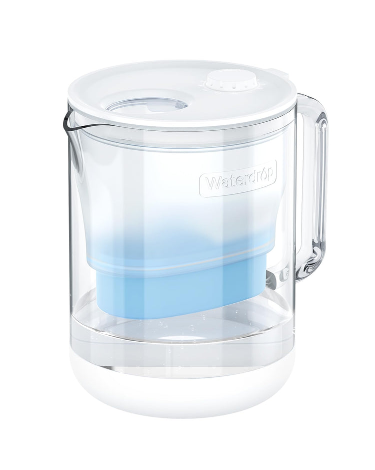 PT-72C-A Glass Alkaline Water Filter Pitcher, 7-Cup, Blue