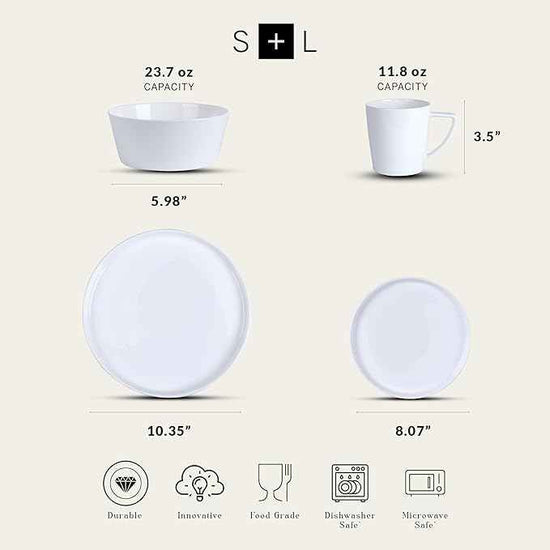 Stone Lain Madeline Formal Bone China Dinnerware Set 32 Piece Service for 8, White