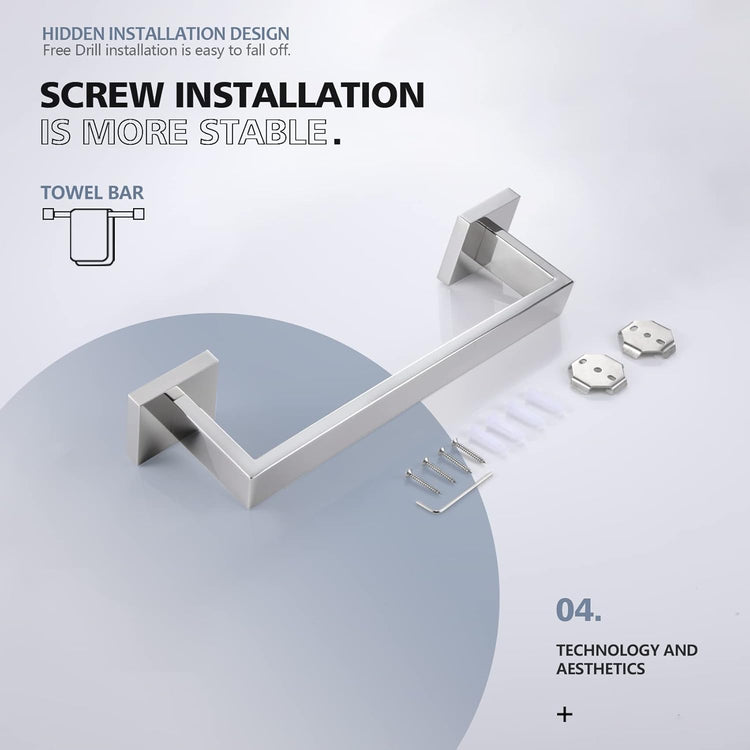 KOKOSIRI 12-Inch Single Towel Bar, Bathroom Kitchen Towel Holder, Wall Mounted SUS304 Stainless Steel Towel Rack, Polished Chrome, B4003CH-L12