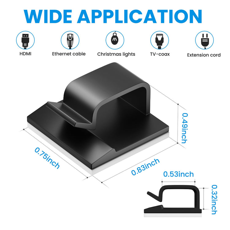 100 PCS Adhesive Cable Clips Black (100 Count)