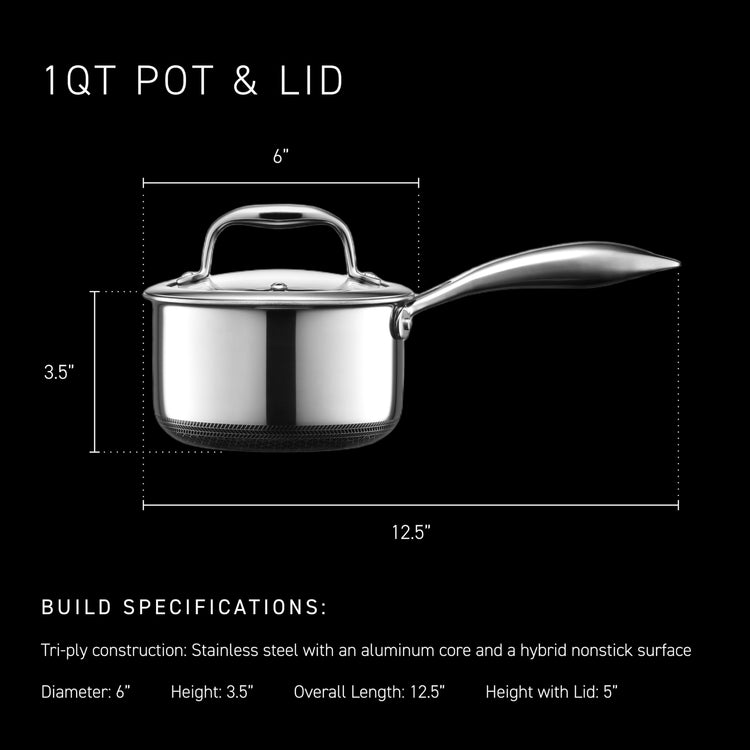 1QT Hybrid Nonstick Saucier with Lid