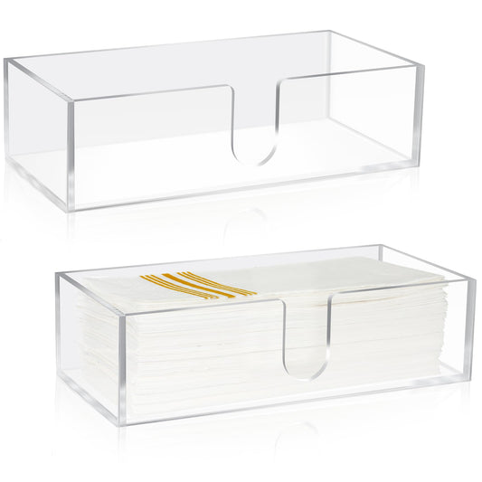 2 Pcs Paper Napkins Holder Fold Paper Towel Dispenser Height 2.75 Inch Acrylic Multifold Towel Dispenser for Guest Z Fold Disposable Countertop Holder Small Size (2 Count)