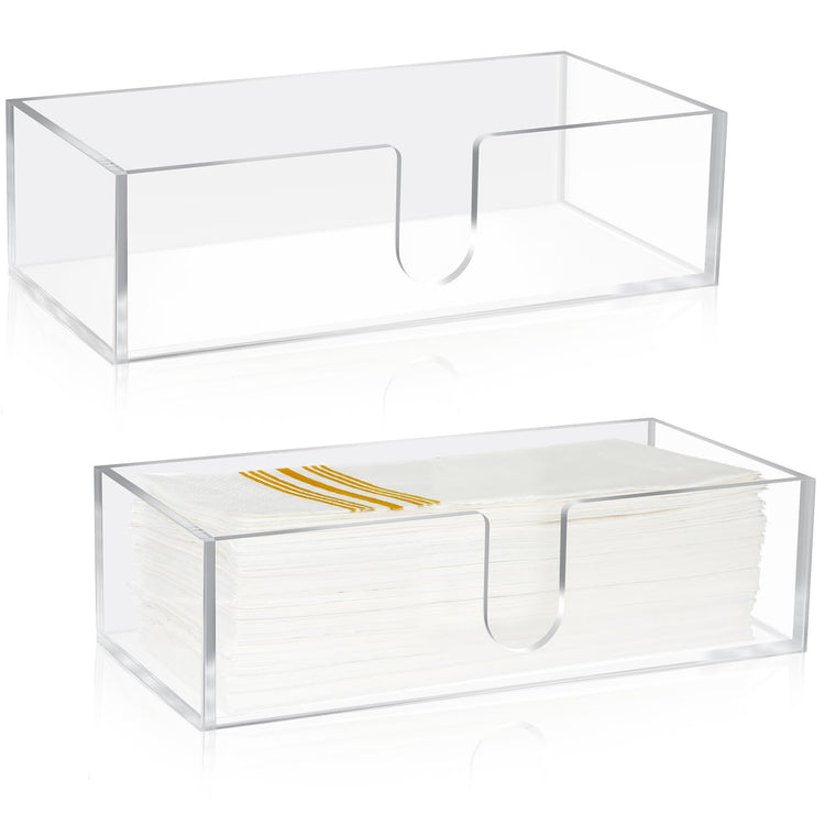 2 Pcs Paper Napkins Holder Fold Paper Towel Dispenser Height 2.75 Inch Acrylic Multifold Towel Dispenser for Guest Z Fold Disposable Countertop Holder Small Size (2 Count)