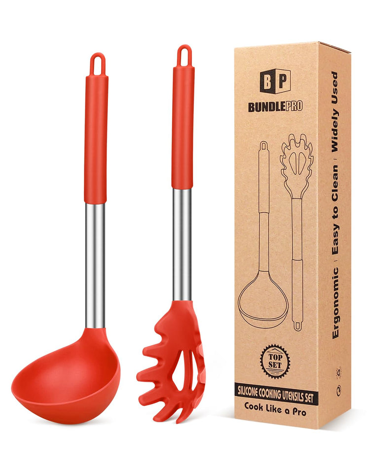 Silicone Pasta Fork and Ladle Spoon Set (2 Count)