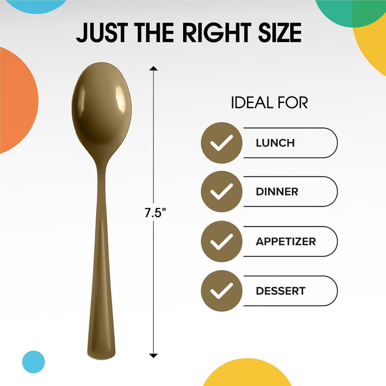 Gold Plastic Spoons 200 Pcs Gold Spoons Disposable Utensils Heavy Duty Plastic Cutlery Set Disposable Cutlery Sets Flatware Sets Silverware Set Party Supplies & Party Tableware Party Solids