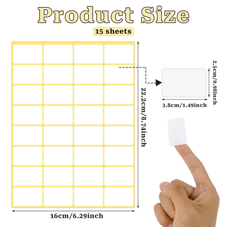 480 Pcs White Blank Labels Self Adhesive Library Book Spine Labels 1" x 1.5" Mailing Address Label Stickers Small Barcode Labels for Laser (480 Count)