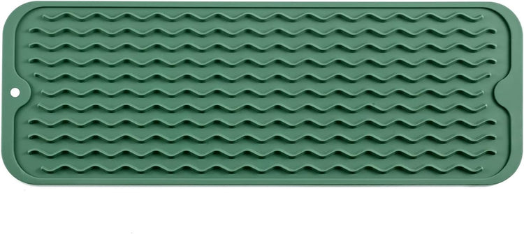 Silicone Dish Drying Mat for Multiple Usage,Easy clean,Eco-friendly,Heat-resistant Silicone Mat for Kitchen Counter,Sink,Bar,Bottle,or Cup Green M 17 inches x 6 inches