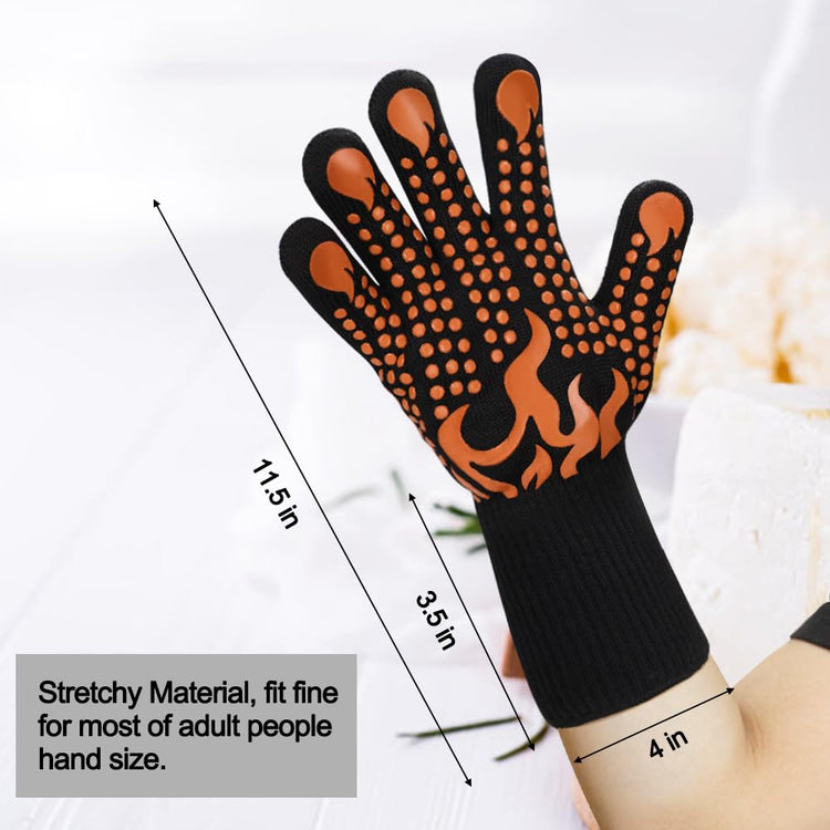 BBQ Gloves 1472°F Heat Resistant Grilling Gloves Silicone Non (2 Count)