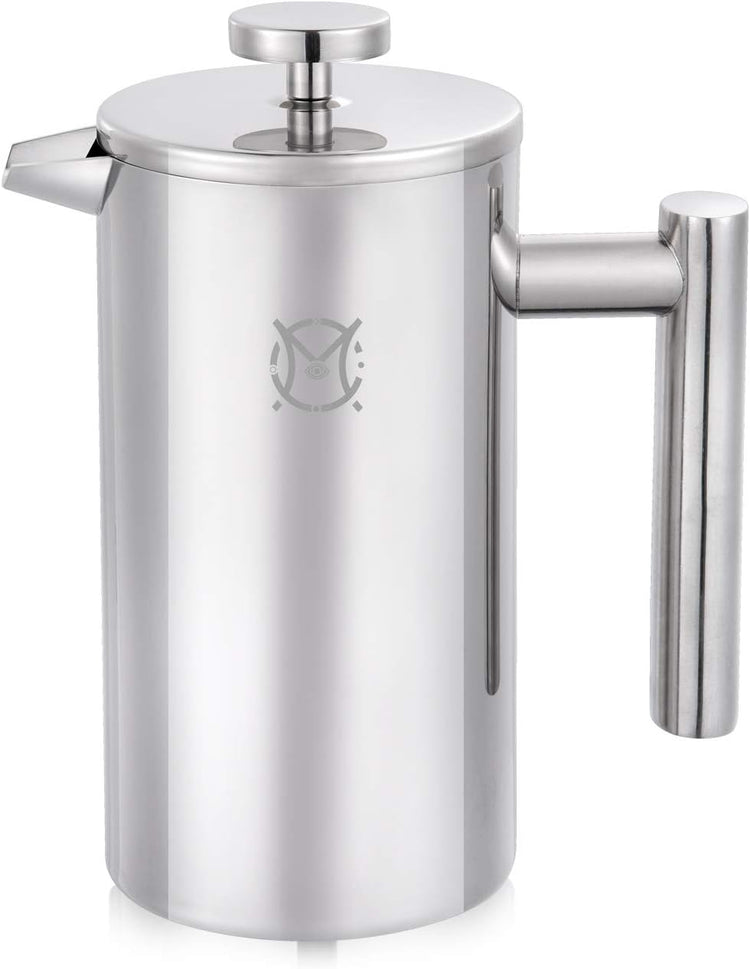 French Press Coffee Maker – 2 Cups Small Stainless Steel Coffee Maker Double Walled French Press 750ML/24OZ
