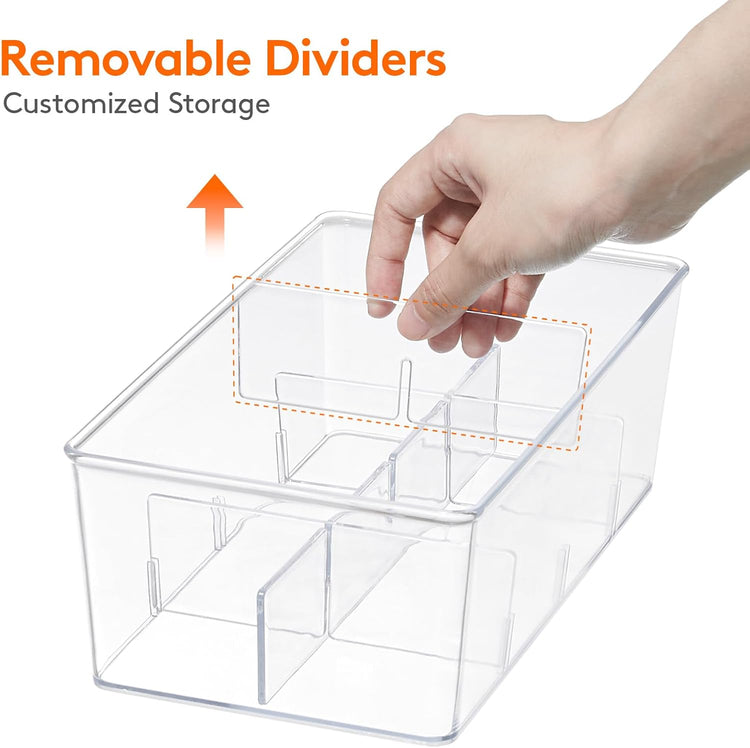 Lifewit 4 Pack Plastic Stackable Tea Bag Organizer, Divided Storage Bin Box for Kitchen Cabinets, Countertops, Pantry, Hold Coffee Pods, Sugar Packets, Condiments, Each for 8 Sections