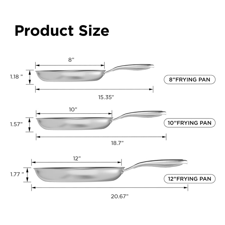 3pc Hybrid Nonstick Frying Pans Set (3 Count)