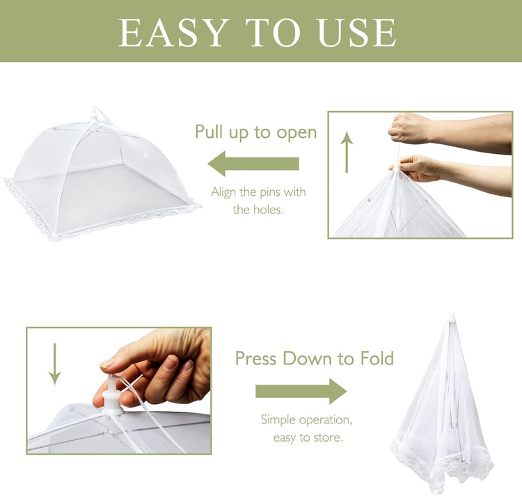 7 Pack Colorful Food Covers Food Tent for Outside Mesh to Keep Bugs away, Reusable Collapsible Food Nets(40x24*1,17x17*2,14x14*2,12x12*2) including Carry Bag,Ideal for Picnic Party BBQ Wedding Fruit