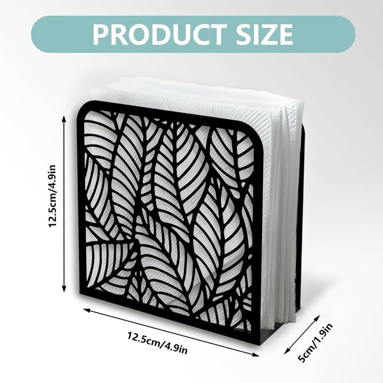 Morden Leaf Decorative Black Metal Napkin Holder for Table