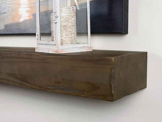 MANTELSDIRECT Breckenridge 60” Fireplace Mantel Shelf with Corbels – Rustic Floating Mantel Shelf for Over Fireplace – Ash Rustic - Wood Shelf for Wall – Pine Box Construction