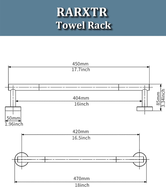 18 Inches Matte Black Towel Bar for Bathroom Kitchen Hand Towel Holder Dish Cloths Hanger SUS304 Stainless Steel RUSTPROOF Wall Mount (Matte Black 18-inch)