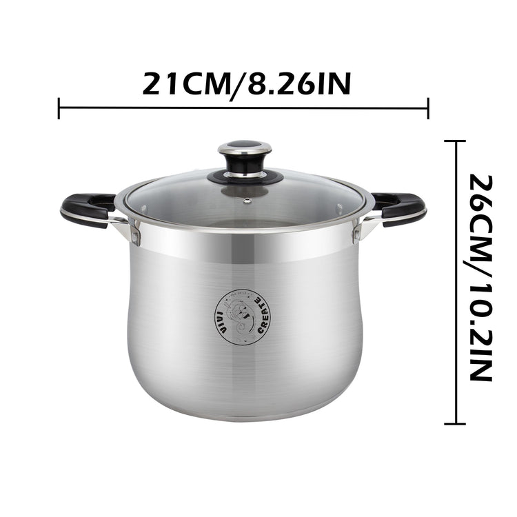 11.5 Quart Stainless Steel Stock Pot with Lid Large Induction Cooking Pot for Pasta Soup Boiling Stew with Measurement Marks and Handles