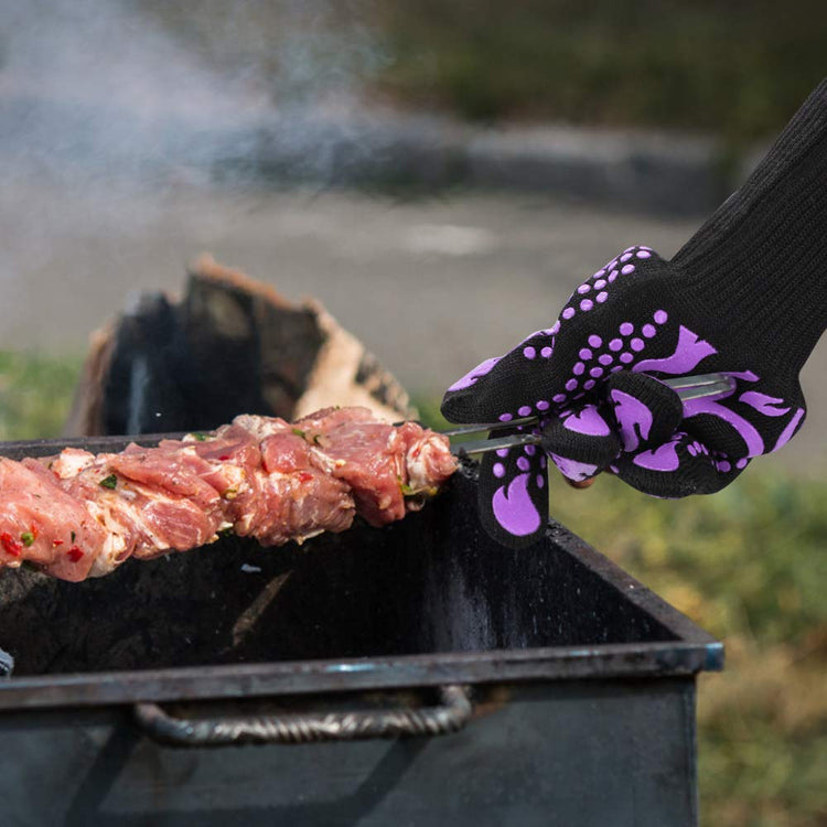 BBQ Gloves 1472 Degree F Heat Resistant Grilling Gloves Silicone Non (2 Count)